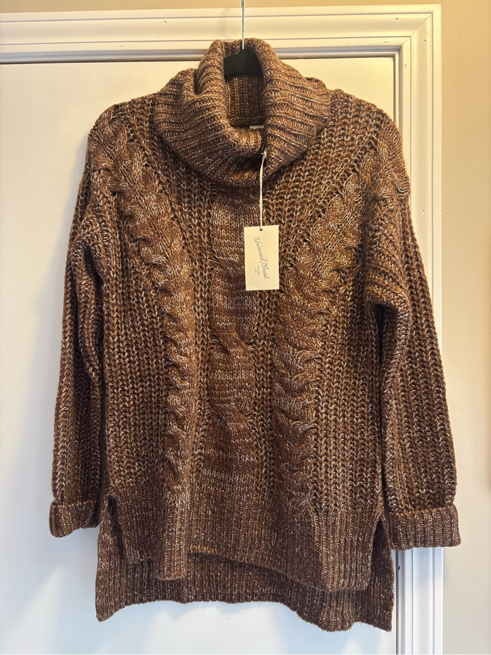 NWT- Cozy Cable Knit Turtleneck Sweater - Brown
